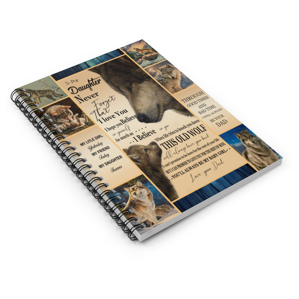 Spiral Notebook Quilt Fleece Blanket Gifts With Wolf To My Daughter Gift For Mom Women Men Mother's Day Ruled Line