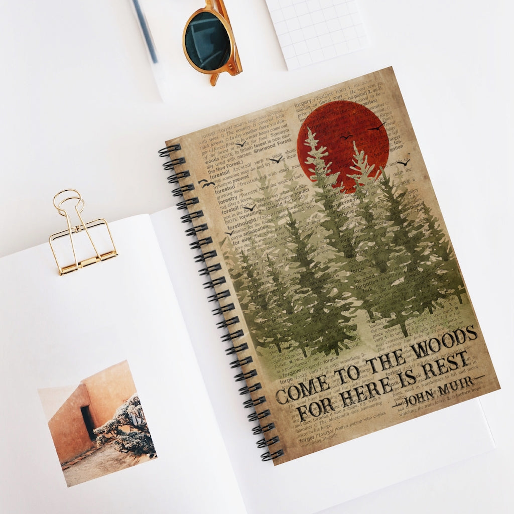 Spiral Notebook Sleep In The Woods Dictionary Camping Personalized Gift Basics Wide Ruled Wire Bound Wide Rule Stationery Gift