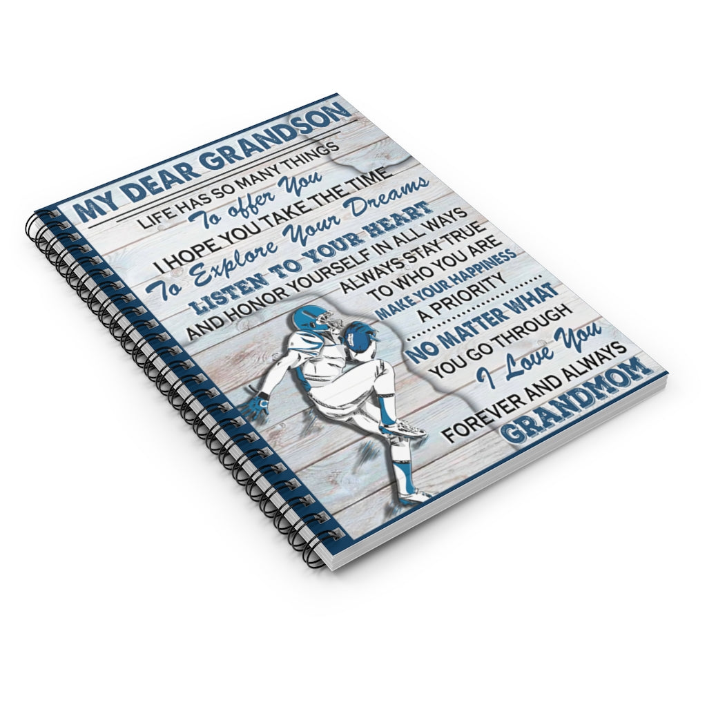 Spiral Notebook My Dear Grandson I Love You Forever And Always Grandmom Vintage Signs Gifts Woman Men College Ruled Paper 118 Sheets