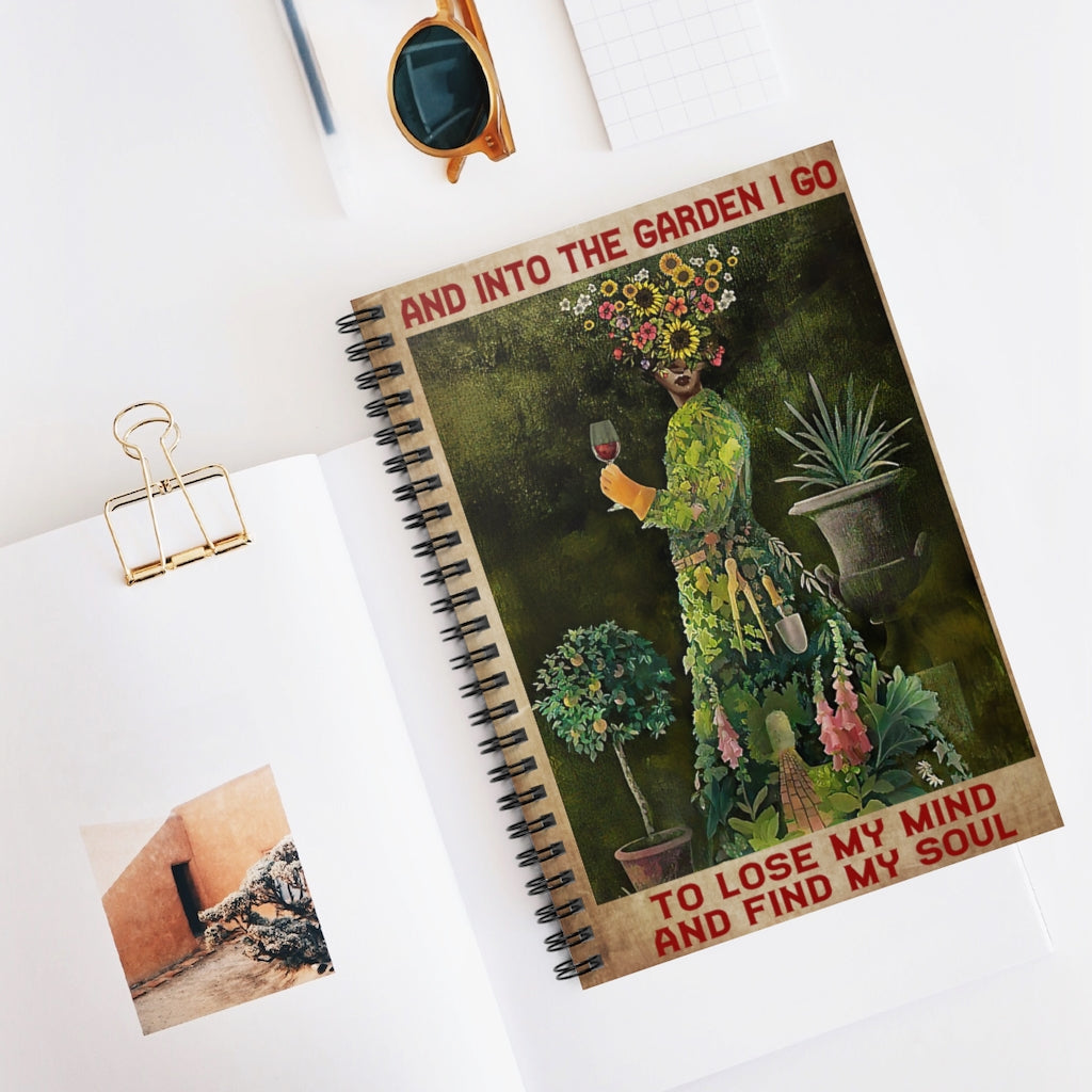 Spiral Notebook - Ruled Line And Into The Garden Girl Spiral Notebooks Soft Cover 118 Pages Lined Notebook Personalized Notebook