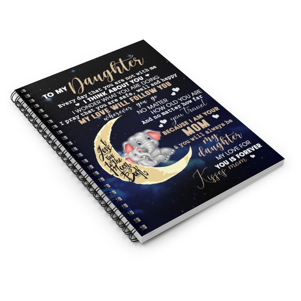 Spiral Notebook Sophia - Funny Elephant Mom to My Daughter for Birthday- Elephant Mom to My Daughter I Love You to The Moon and Back Fleece Blanket Ruled Line