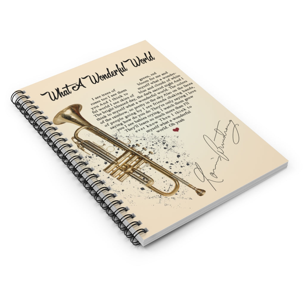 Spiral Notebook to My Mom What a Wonderful World I See Trees of Green Red Roses Too Louis Armstrong Song Lyrics Music Vintage Gifts for Woman on Birthday Ruled Line