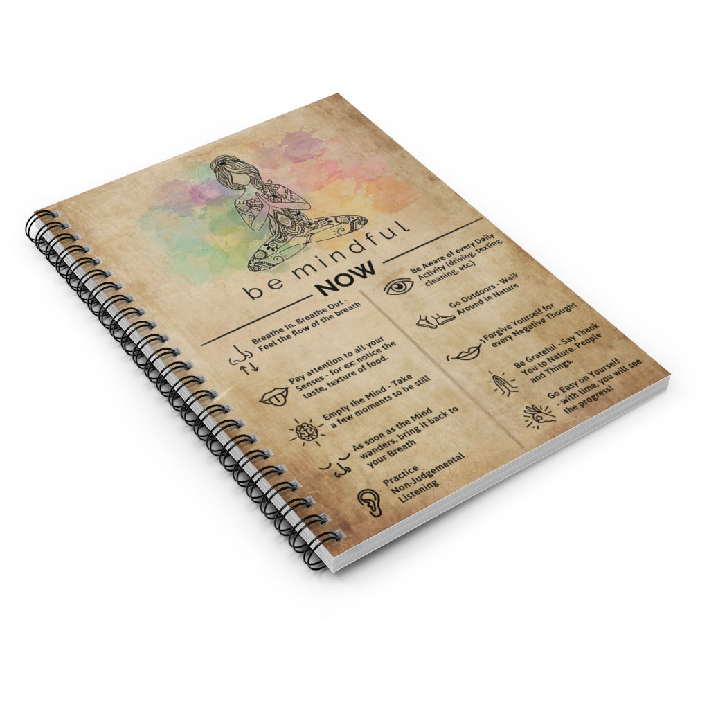Spiral Notebook Be Mindful Now Yoga Vertical Notebook Spiral Bound Notebook 6x8 for Writing Mum Gift Perfect for Office Home School Business Writing & Note Taking