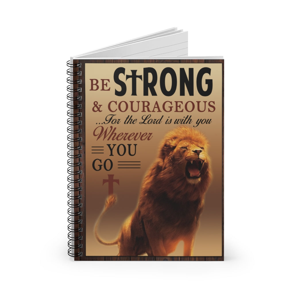 Spiral Notebook Motivational Poster to My Grandson Be Strong and Courageous Lion Joshua 1 9 Bible Verse NoFrame Paper Poster Print Home Decor Wall Art Kitchen, Living Room Décor On Birthday, Christmas 24x36