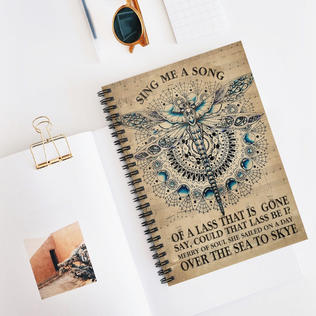 Spiral Notebook - Ruled Line To My Grandson Skye Boat Song Butterfly – Sing Me A Song of A Lass That is Gone Say Paper Poster Print Family Friend Gift On Christmas, Birthday