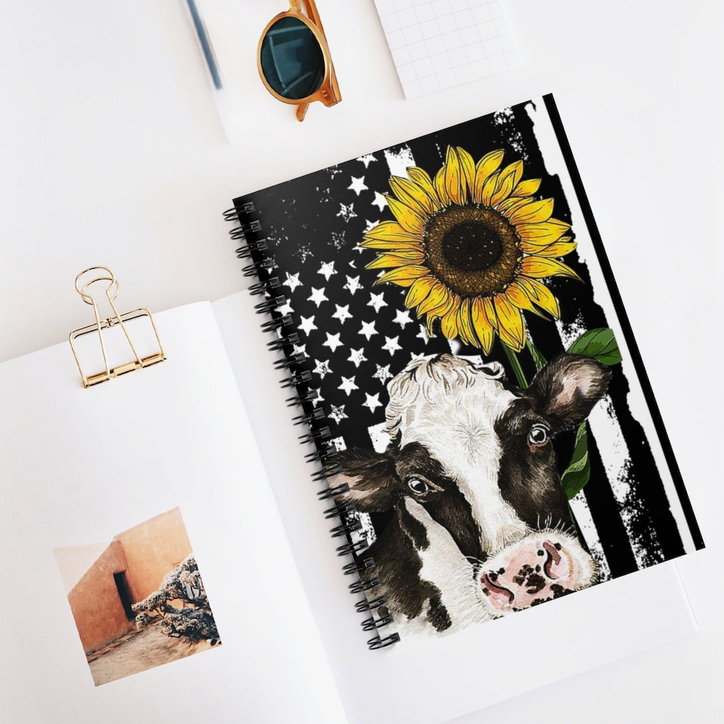 Spiral Notebook - Ruled Line Custom Blanket Sunflower Cow Awesome Happy Birthday Gift Meaningful Quote Stationery Gift Personalized Gift