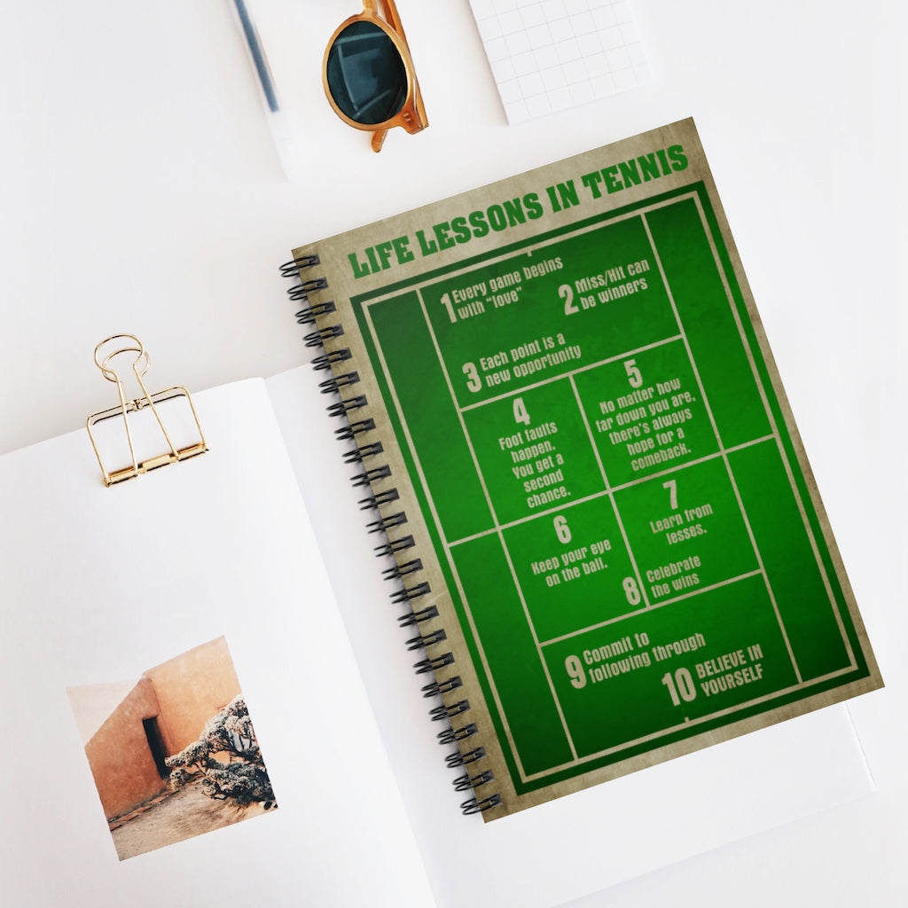 Spiral Notebook - Ruled Line Life lessons in tennis Gift Ideas, Baby Journal, Keepsake Spiral Notebook