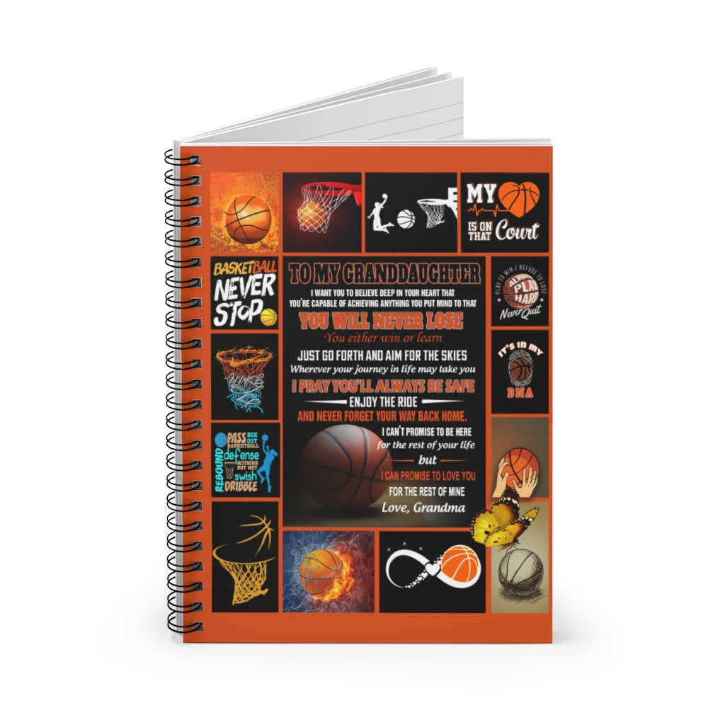 Spiral Notebook Blanket to My Granddaughter Basketball Gift for Basketball Lovers, Gift for Granddaughter, Gift from Nana Gift Family Awesome Ruled Line