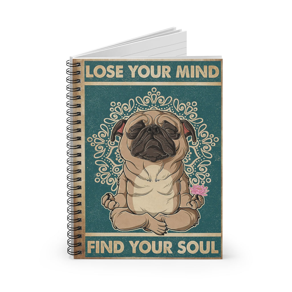 Spiral Notebook Retro Find Your Soul Pug Yoga Baby Journal Keepsake Spiral Notebook Gift On Birthday