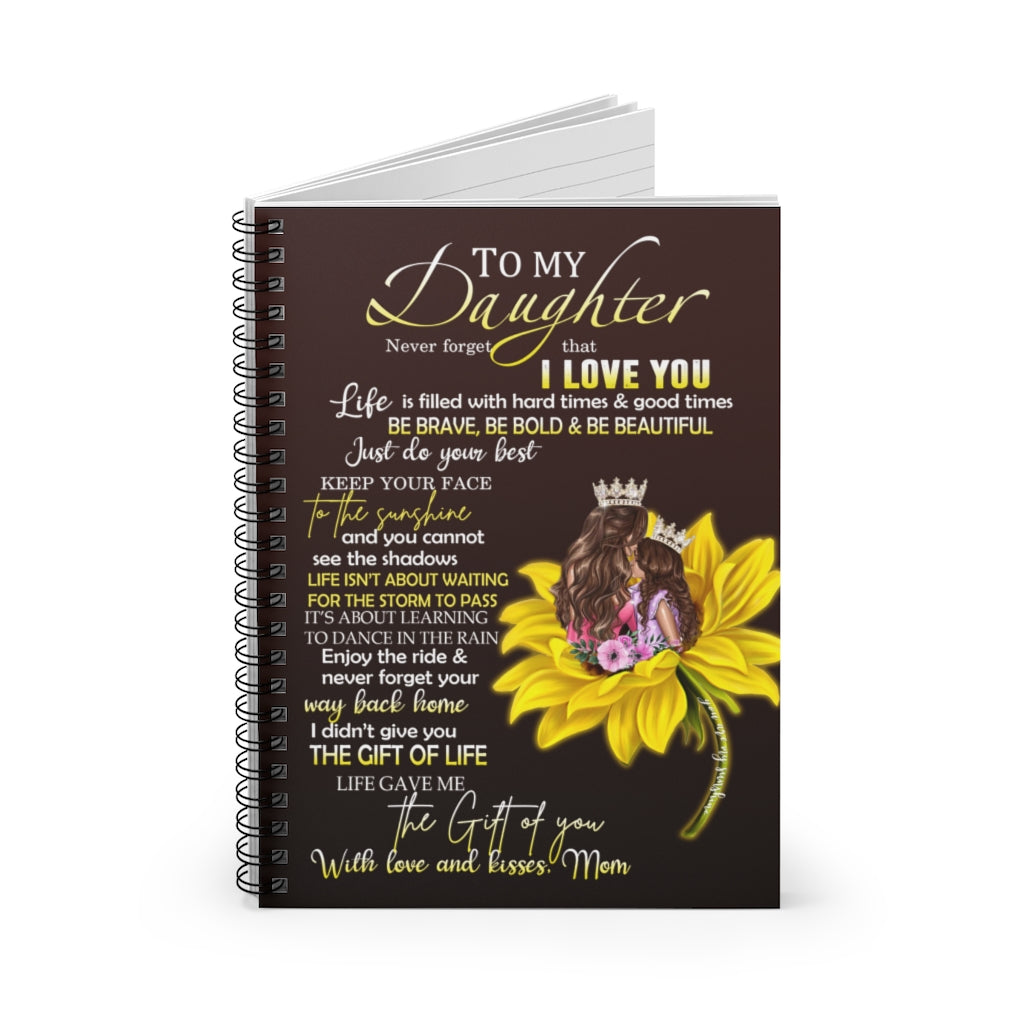 Spiral Notebook Personalized to My Daughter Love from Mom Sunflower Notebook Gifts for Daughter Ruled Line
