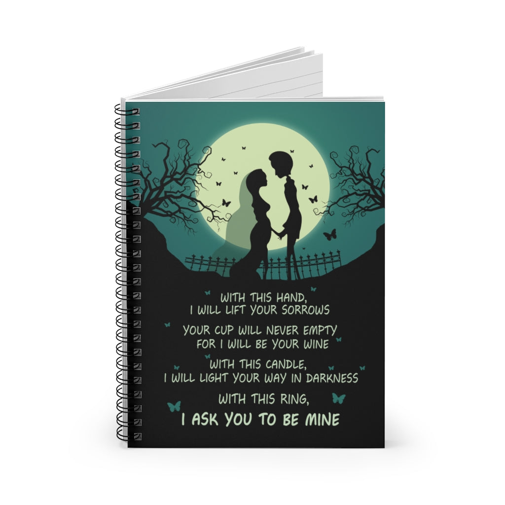 Spiral Notebook Meaningful Quote Corpse Bride with This Hand – Wall Art Gift Family Unisex Awesome On Birthday Ruled Line