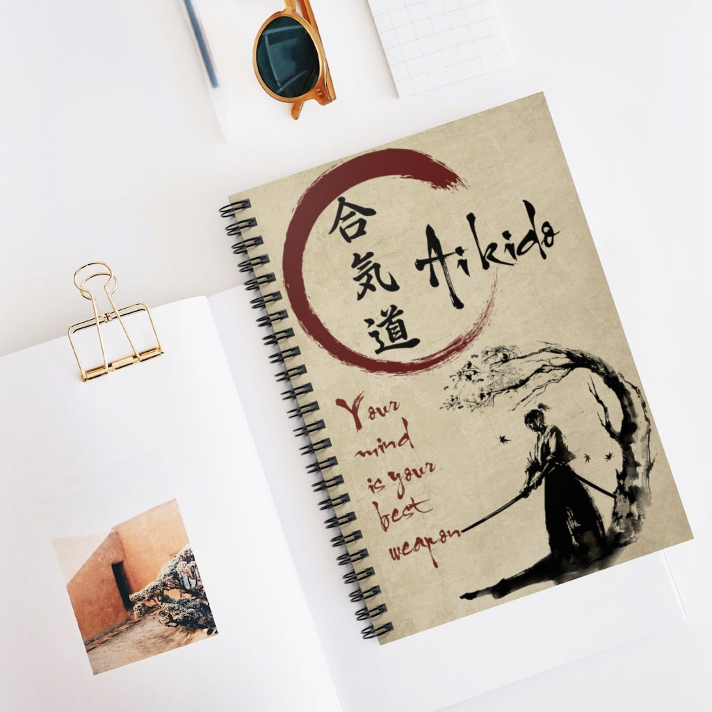 Spiral Notebook - Ruled Line Inspirational Gifts Your Mind is Your Best Weapon - English - Aikido Family Friend, Awesome Birthday Stationery Gift