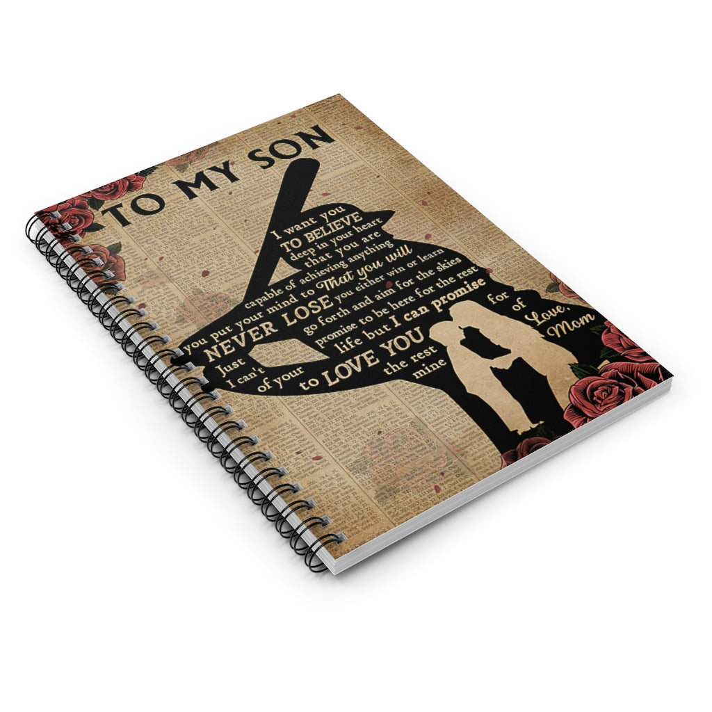 Spiral Notebook Baseball To My Son Vertical Poster Home School Supplies for College Students Subject Notebooks