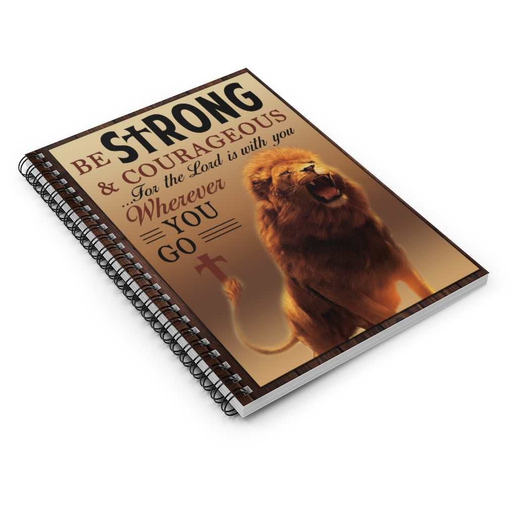 Spiral Notebook Motivational Poster to My Grandson Be Strong and Courageous Lion Joshua 1 9 Bible Verse NoFrame Paper Poster Print Home Decor Wall Art Kitchen, Living Room Décor On Birthday, Christmas 24x36