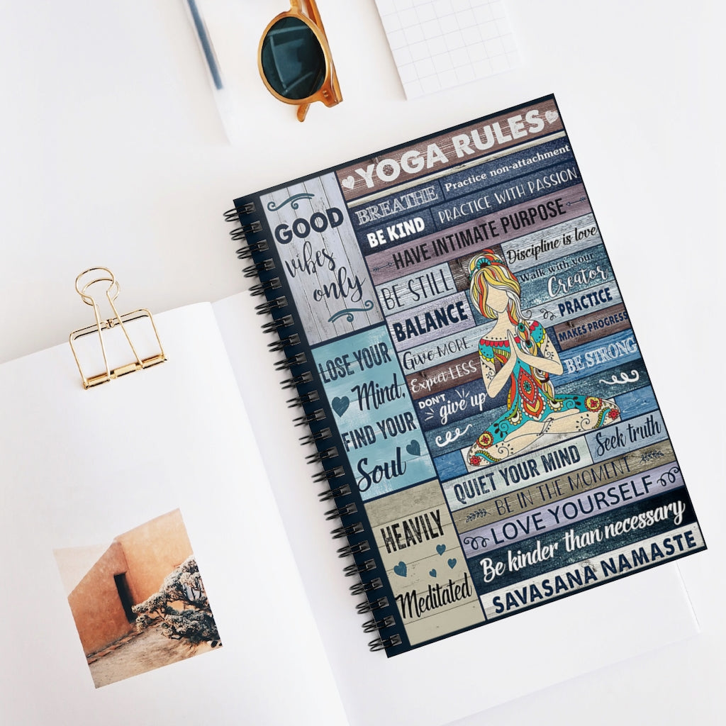 Spiral Notebook - Ruled Line Yoga Rules Pallet Baby Journal Keepsake Spiral Notebook Gift On Birthday