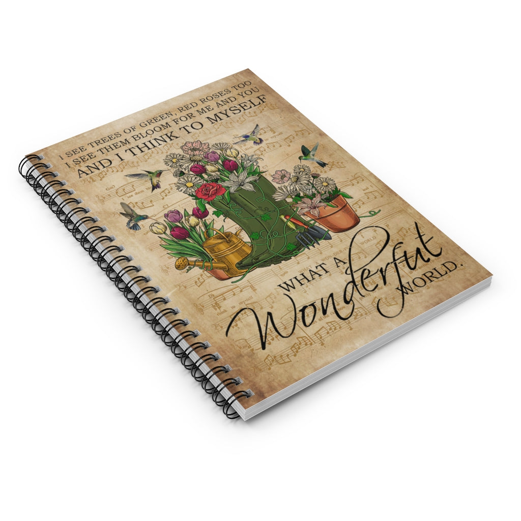 Spiral Notebook - Ruled Line Vintage Music Sheet Wonderful Garden Hummingbird Positive Notebook Family Friend Gift Unisex School Smart Spiral Subject College Ruled Notebook