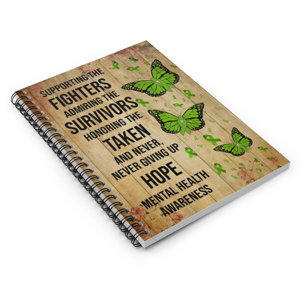 Spiral Notebook Meaningful Quote to My Daughter Mental Health Butterfly Supporting The Fighters from Mom, Gift for Girl Woman Ruled Line