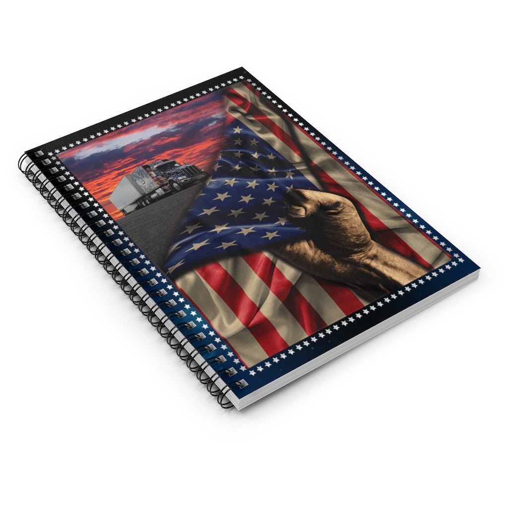 Gifts Trucker American Flag Premium Gift Family Awesome On Birthday Spiral Notebook - Ruled Line Inspirational Ideas Motivational gift Family