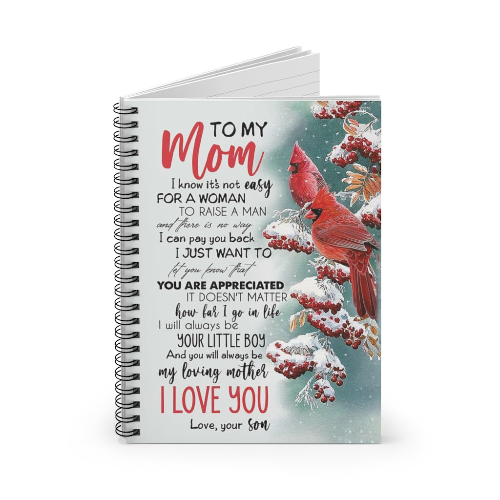 Spiral Notebook TO MY MOM FROM SON CARDINAL BIRDS-gigapixel