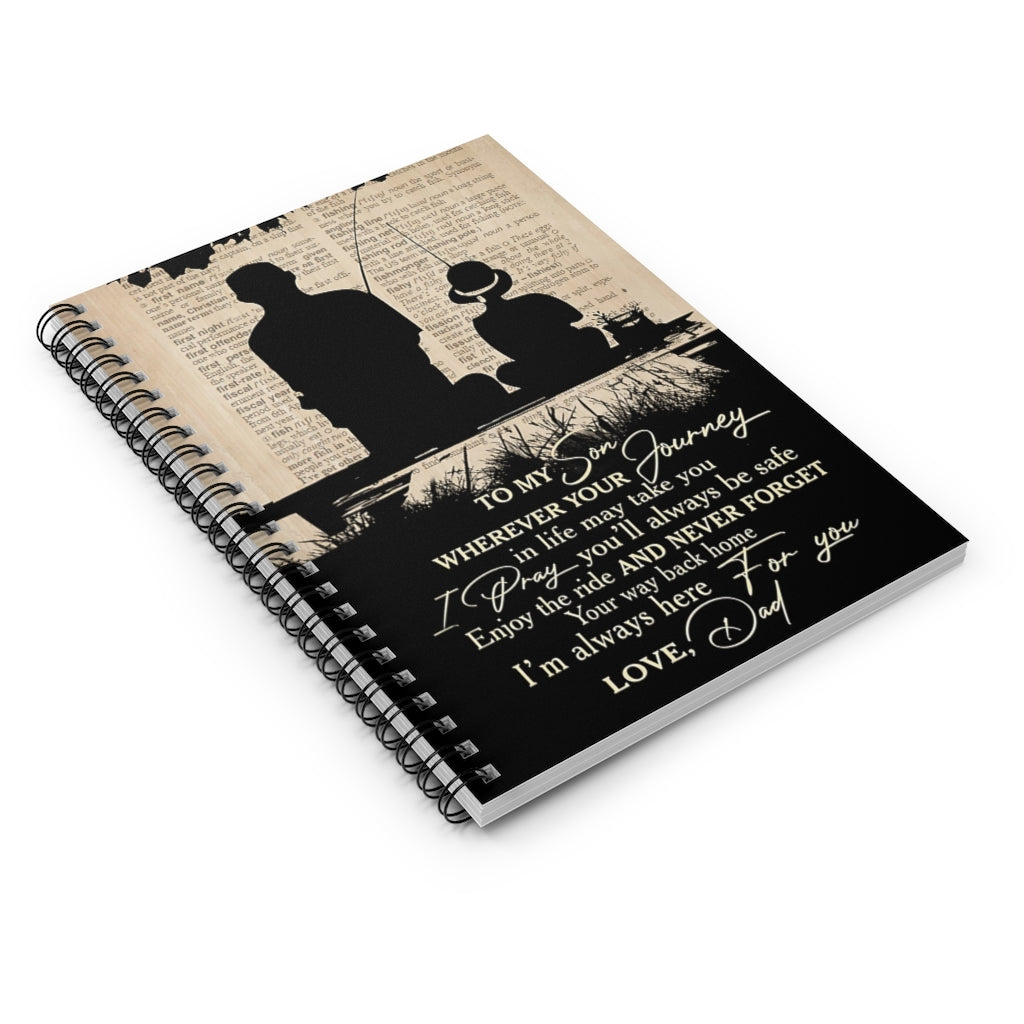 Spiral Notebook - Ruled Line Fishing To My Son Vertical Premium Gift Family Awesome On Birthday Motivational gift Family Basics Wide Ruled