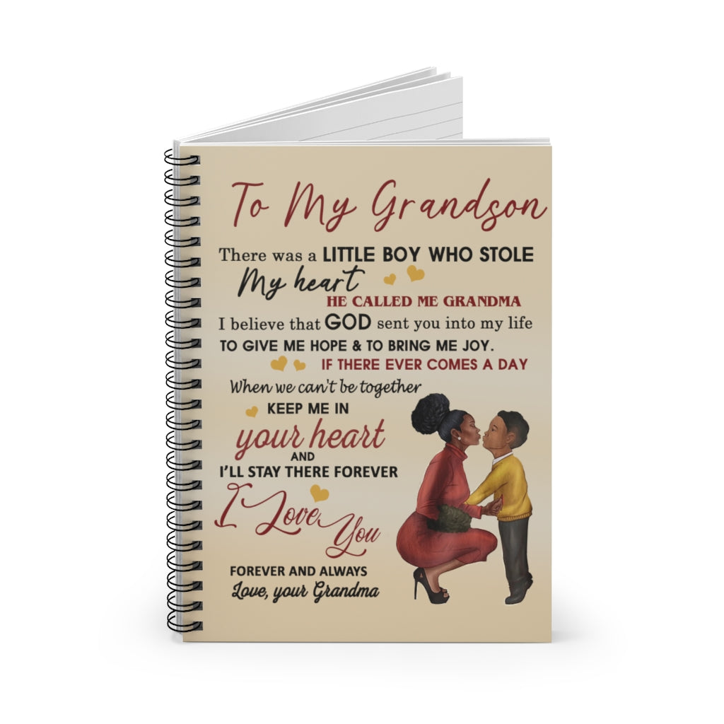 Spiral Notebook Personalized to My Grandson Love from Grandma Fleece Sherpa Woven for Grandson Arctic Fleece Blanket Ruled Line