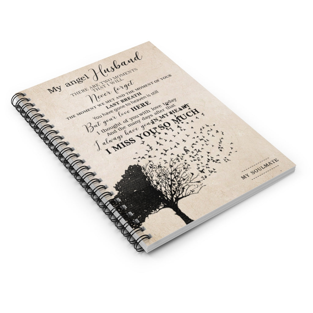 Spiral Notebook - Ruled Line Meaningful Quote My Angel Husband Awesome Husband Birthday Gifts Posters Family Friend Gifts Awesome Birthday