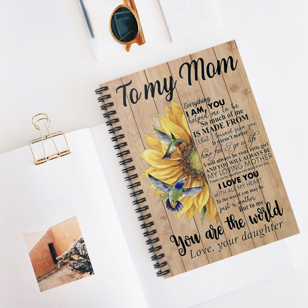 Spiral Notebook - Ruled Line Daughter To Mom You Helped Me To Be Hummingbird Positive Notebook Family Friend Gift Unisex School Smart Spiral Subject College Ruled Notebook