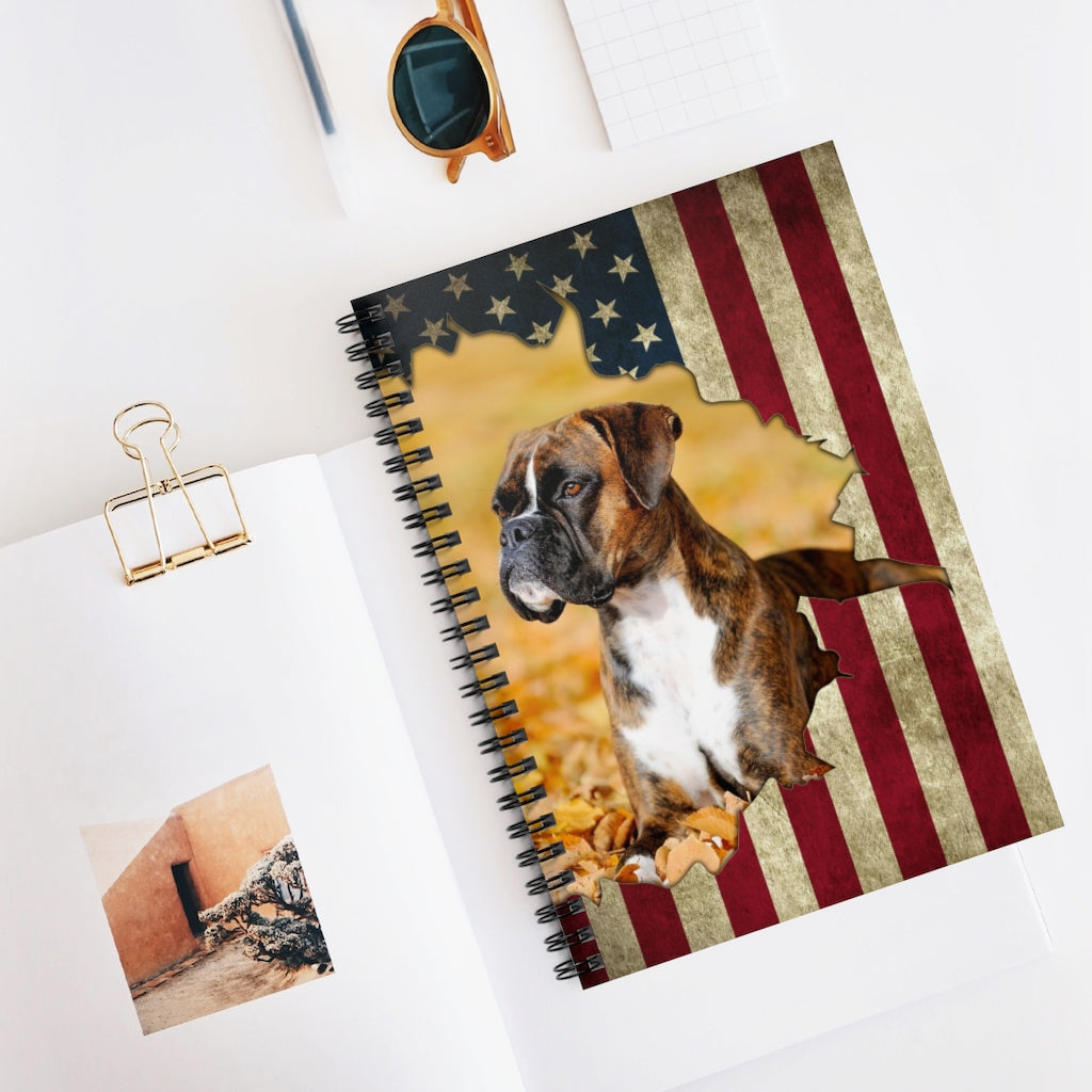 Spiral Notebook - Ruled Line Boxer Flag -Great Gift Idea Keepsake Spiral Notebook Gift On Birthday Personalized Gift Stationery Gift Love Dog