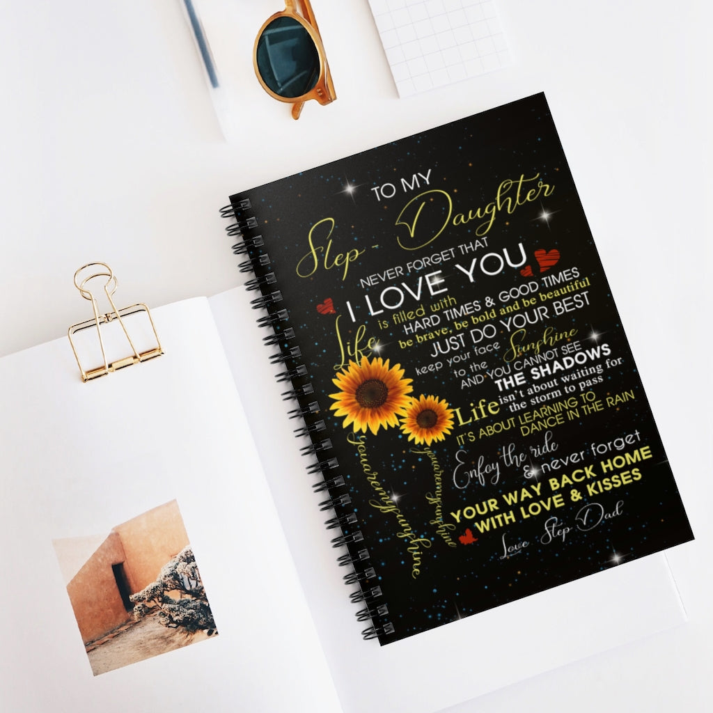 Spiral Notebook - Ruled Line To My Stepdaughter , Gift for Stepdaughters, To Your Step Daughter Sunshine Notebook Gift, Stepdad, Step Daughter -Gift Family Awesome