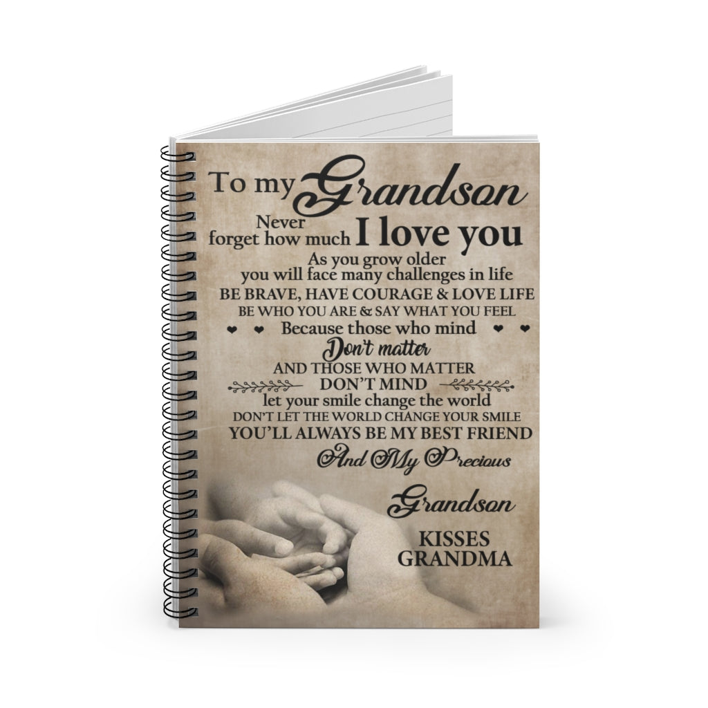Spiral Notebook To My Grandson Blanket - Gift for Grandson Ruled Line
