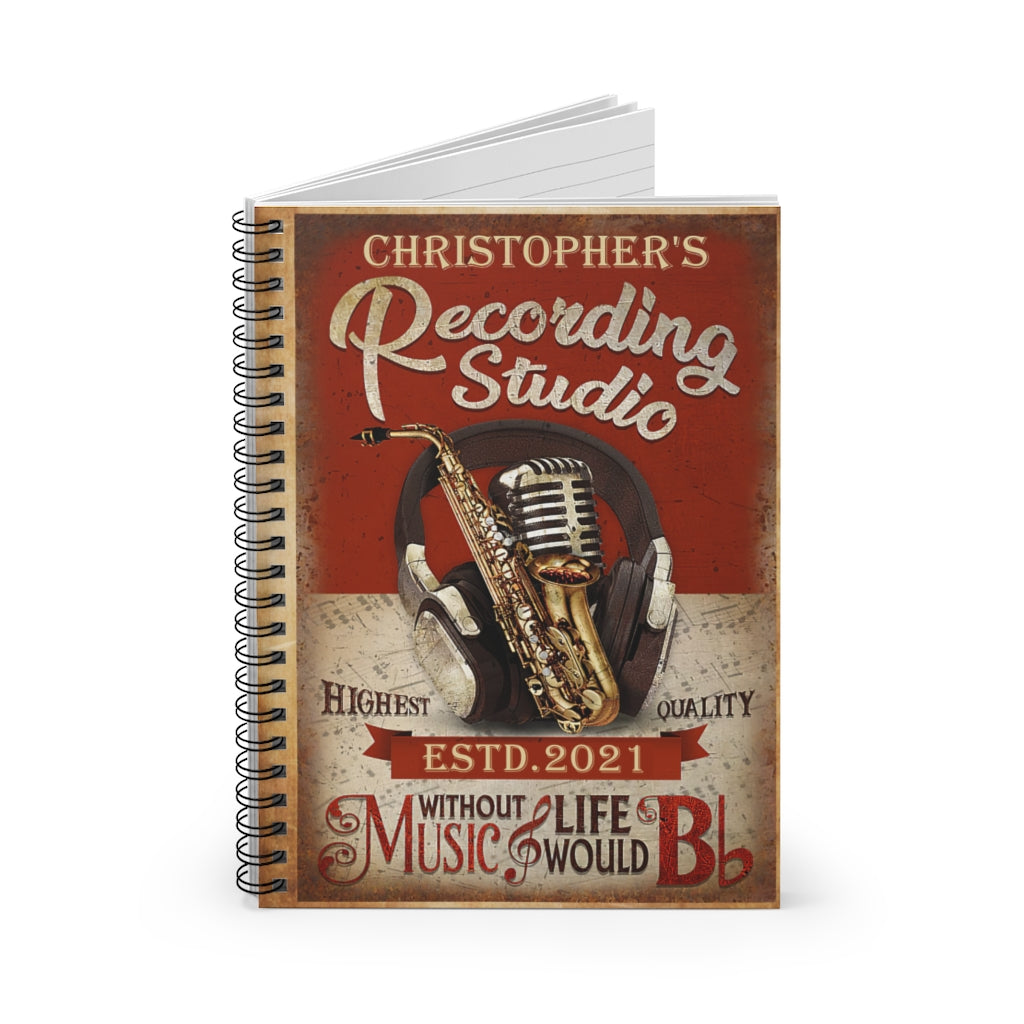 Spiral Notebook Personalized Saxophone Without Music Gifts for Daughter Gifts for Women, Men Gift Ideas Positive Notebook Family Friend Gift Unisex