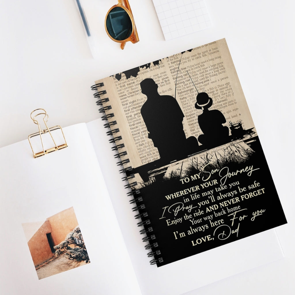 Spiral Notebook - Ruled Line Fishing To My Son Vertical Premium Gift Family Awesome On Birthday Motivational gift Family Basics Wide Ruled