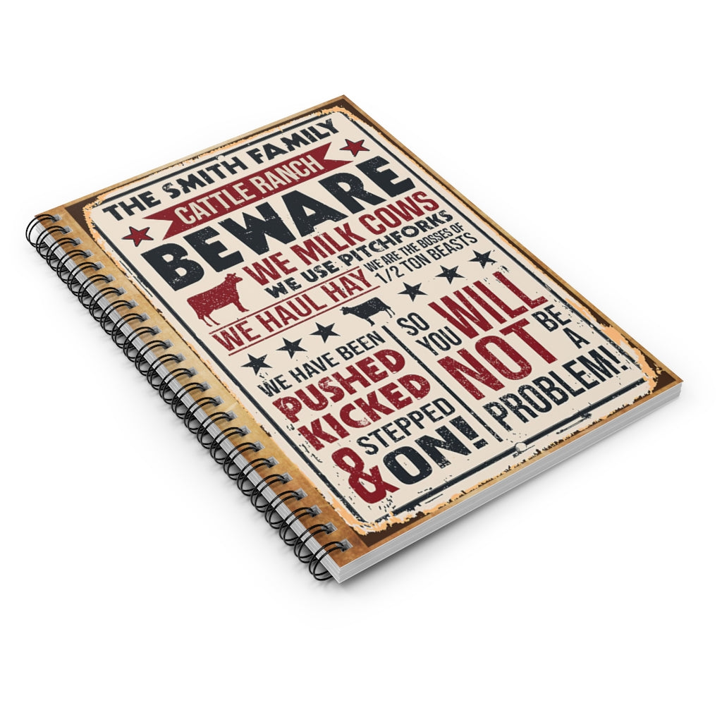 Spiral Notebook Personalized Cattle Ranch Beware New Parents Gift Ideas Gift On Birthday Home School Supplies for College Students