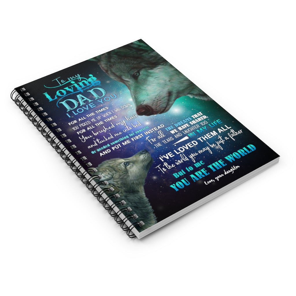 Spiral Notebook Gifts with to My Dad - Wolf - Thank You Ruled Line
