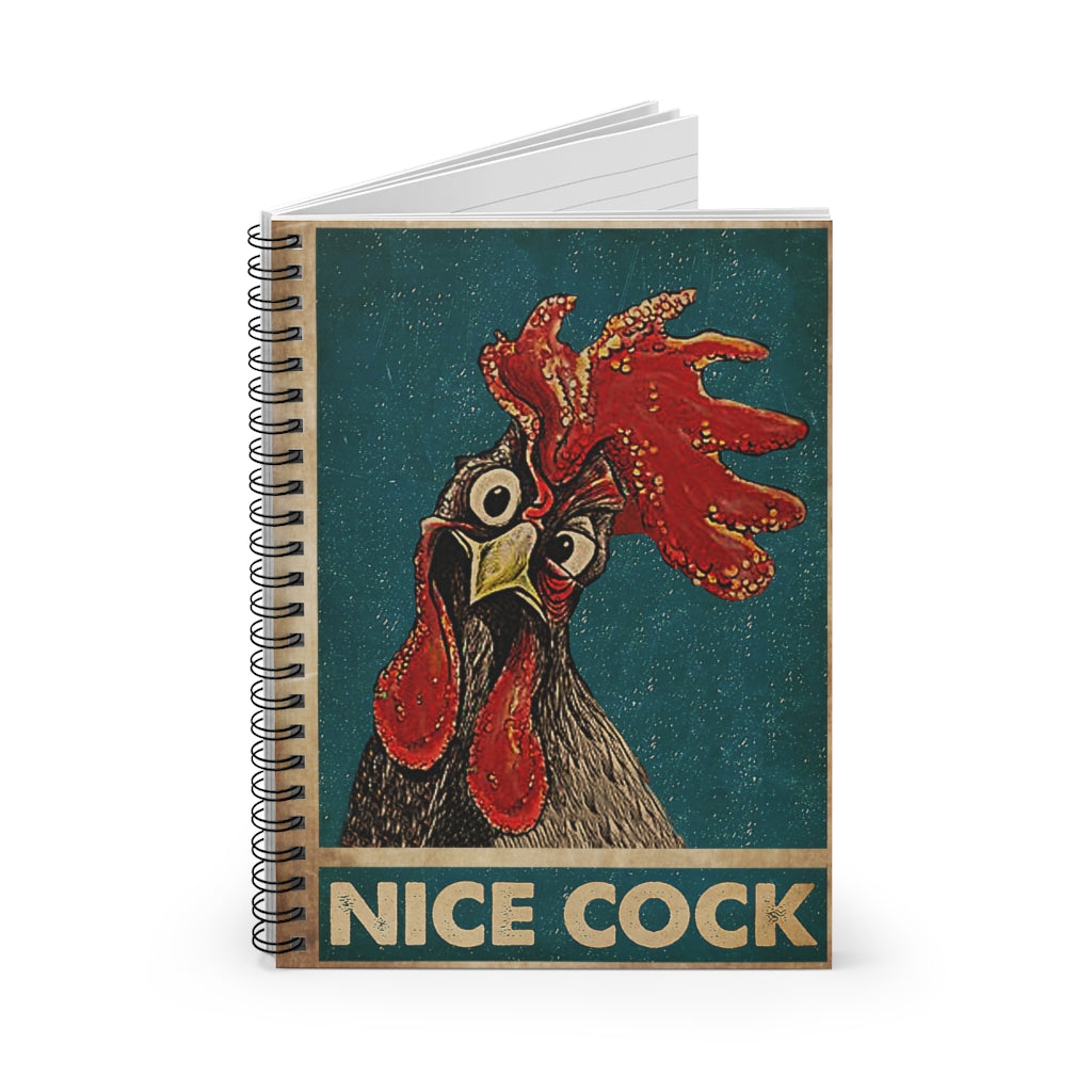 Spiral Notebook Retro Green Nice Cock Chicken Spiral Bound Notebook 6x8 for Writing Mum Gift