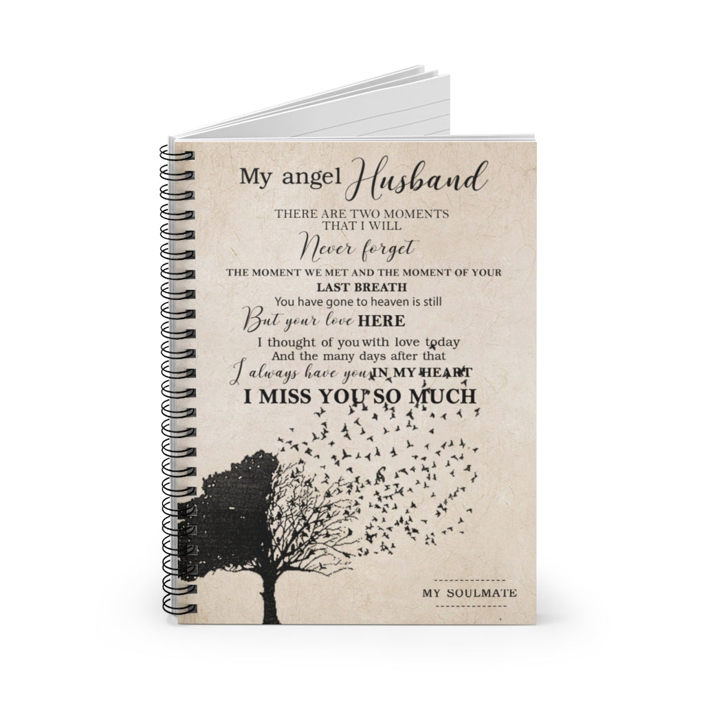 Spiral Notebook - Ruled Line Meaningful Quote My Angel Husband Awesome Husband Birthday Gifts Posters Family Friend Gifts Awesome Birthday