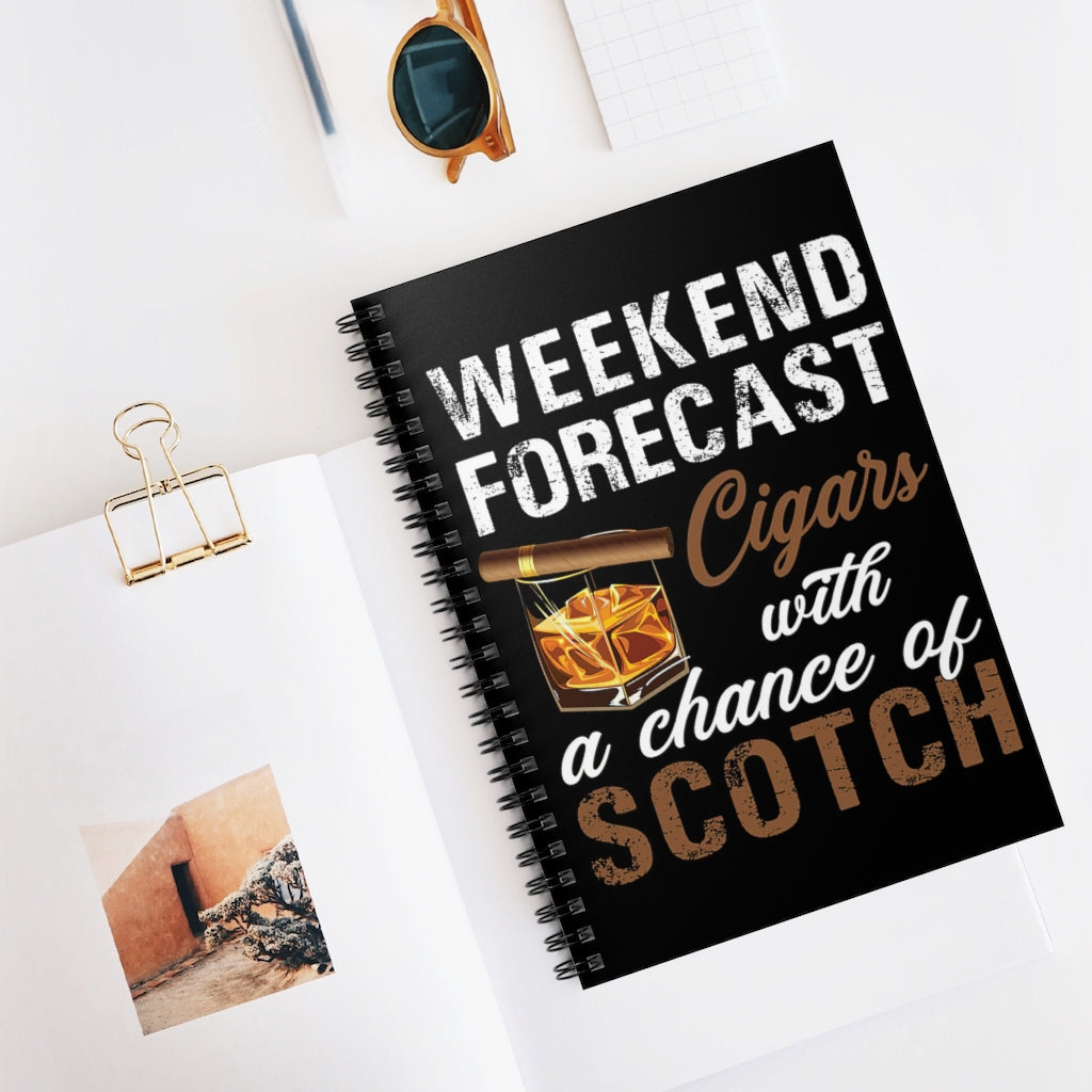 Spiral Notebook WEEKEND FORECAST CIGARS AND SCOTCH-gigapixel
