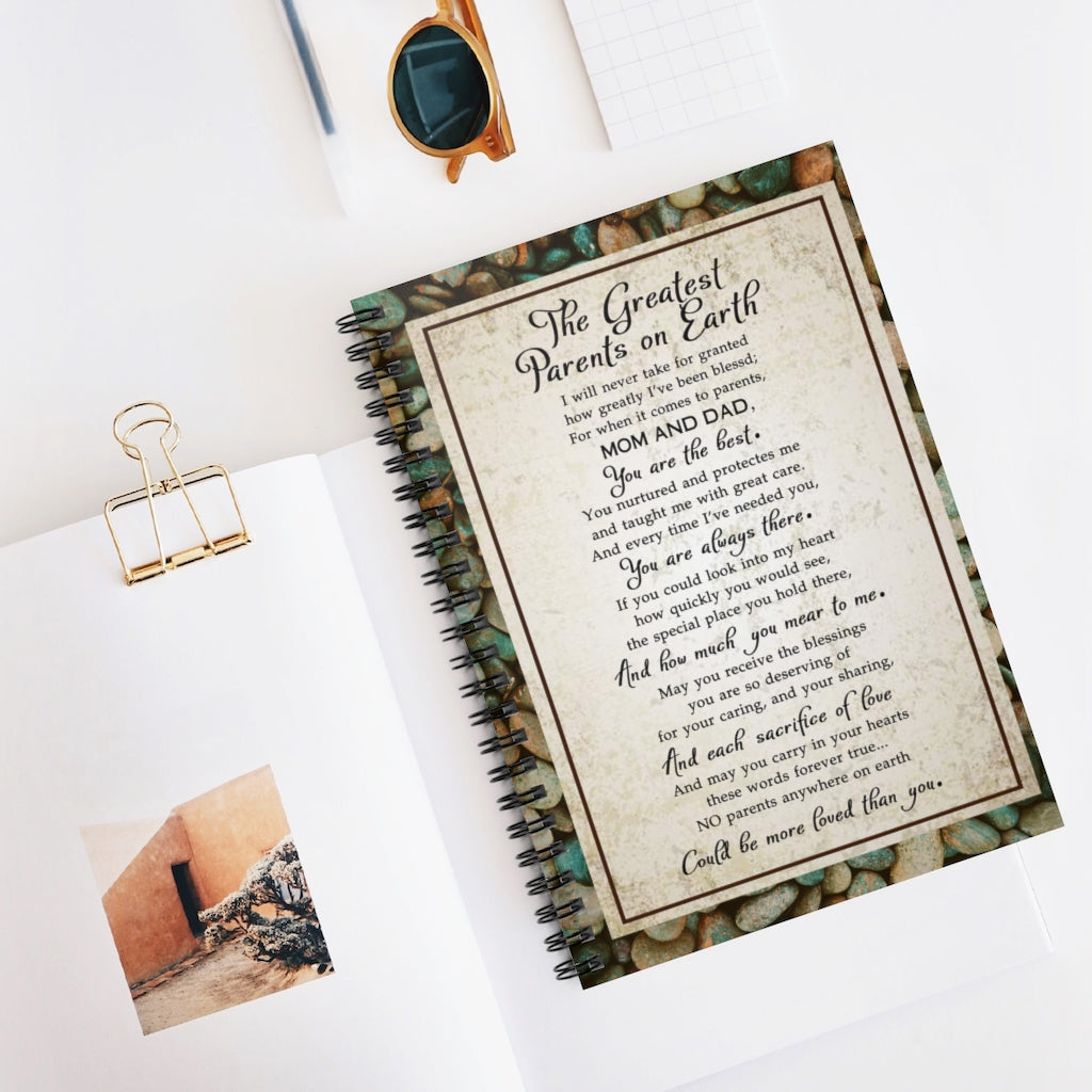 Spiral Notebook - Ruled Line Personalised Gift, Stationery Gift, Personalised Notebook, The Greatest Parents on Earth