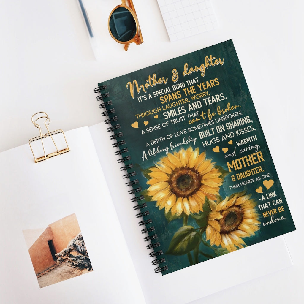 Spiral Notebook Mother And Daughter Their Hearts As One A Link That Can Never Be Undone Awesome Happy Birthday Gift Motivational gift Family