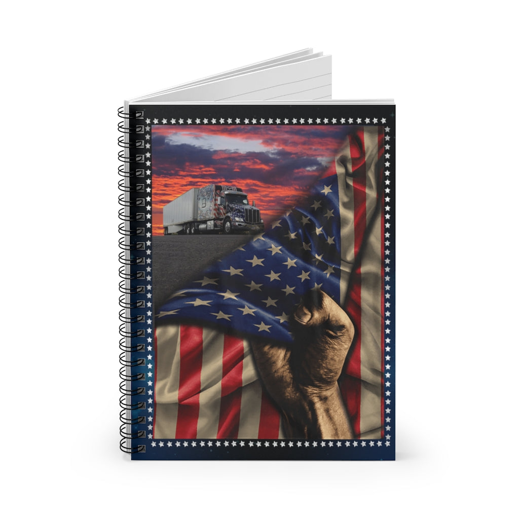 Gifts Trucker American Flag Premium Gift Family Awesome On Birthday Spiral Notebook - Ruled Line Inspirational Ideas Motivational gift Family