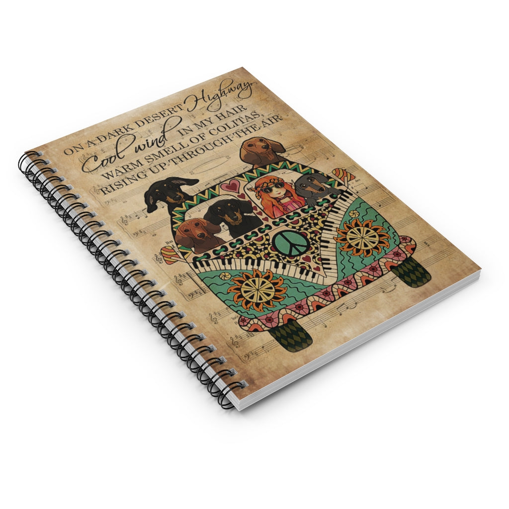 Spiral Notebook Music Sheet Cool Wind Dachshund Gift Ideas Gift On Birthday Inspirational Perfect for Office Home School Business Writing & Note Taking