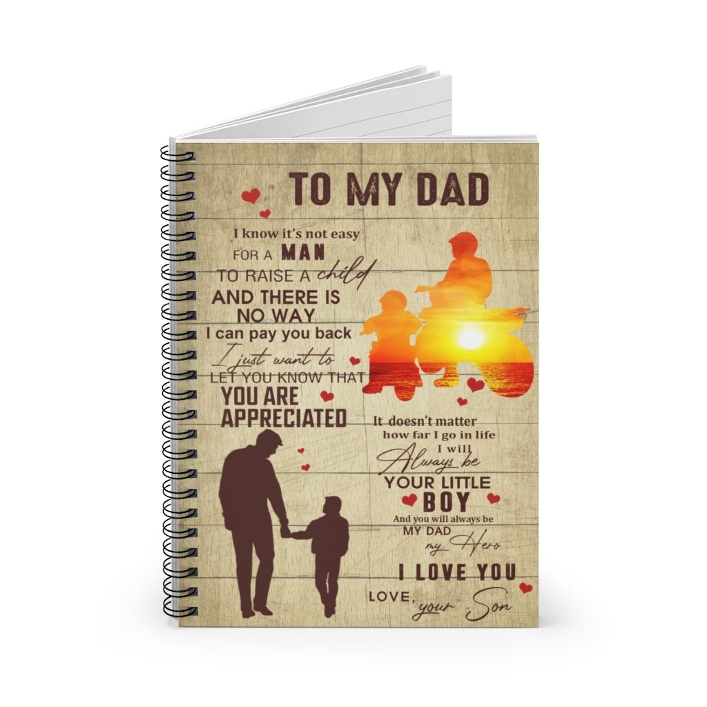 Spiral Notebook Meaningful Gifts To My Dad It’s Not Easy to Raise A Child from Son Dirt Bike – Father’s Day Dirt Bike Wall Art Gift Family Unisex Awesome On Birthday, Ruled Line
