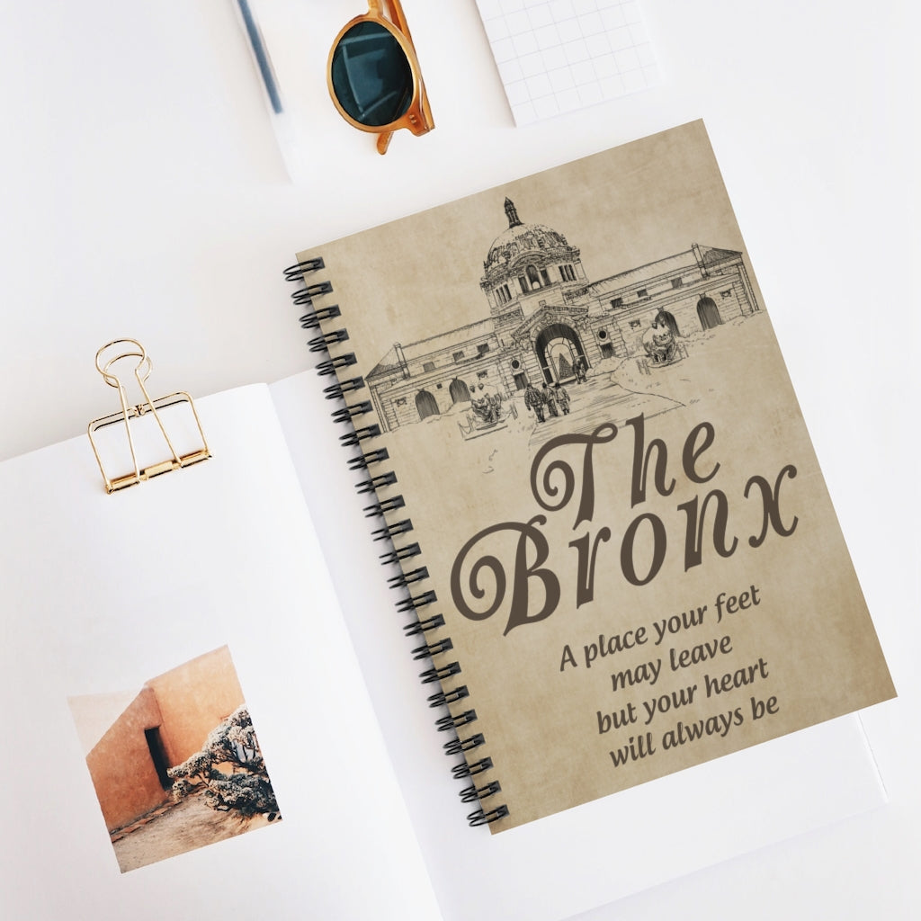 Spiral Notebook Gifts Wall Hanging The Bron-x Place Your Feet May Leave But Your Heart Will Always Be – Friend Gift Unisex, Awesome Birthday Gift Print