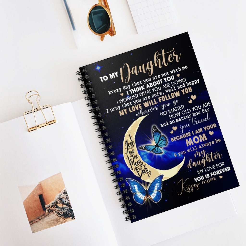 Spiral Notebook Sophia - Present Daughter Blanket Gift from Mom - Butterflies Mom to My Daughter I Love You Forever & AlwaysRuled Line