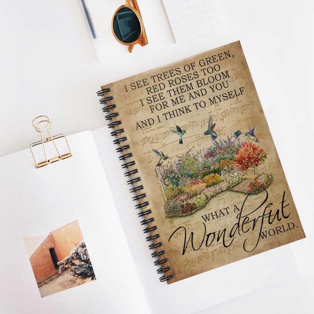 Floral Music Sheet Wonderful World Hummingbird Basics Wide Ruled Classic Ruled Notebook/Journal For Office, Students, School Supplies Writing Notebook 118 Pages