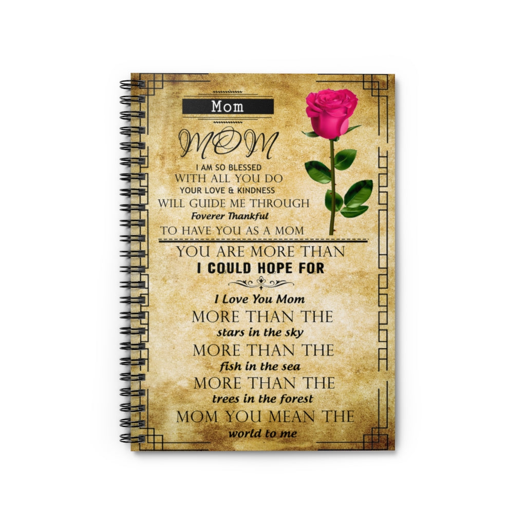 Spiral Notebook - Ruled Line To my Mom I love you Mom more then the stars in the sky more than the fish in the sea Personalised Gift, Stationery Gift
