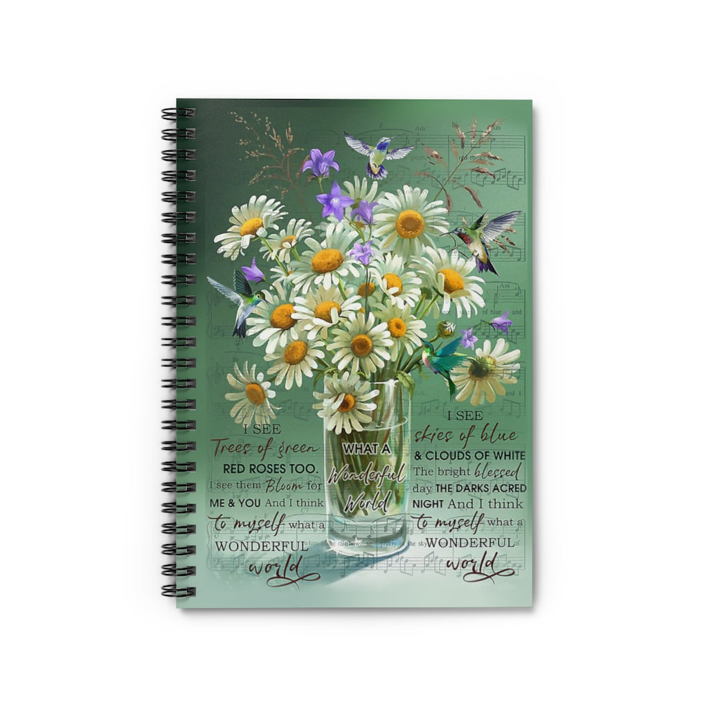 Spiral Notebook - Ruled Line Flower Wonderful World Hummingbird Personalized Gift Basics Wide Ruled Wire Bound Wide Rule