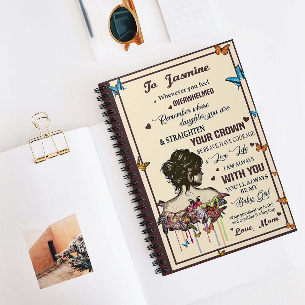 Spiral Notebook Personalized Butterfly To My Daughter New Parents College Ruled Paper 118 Sheets Gift Ideas Home School Supplies for College Students
