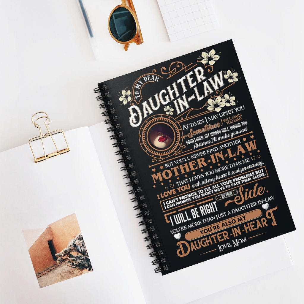 Spiral Notebook To My Dear Daughter In law I Will Be Right By Your Side Subject Notebooks Baby Journal Keepsake Spiral Notebook Gift On Birthday