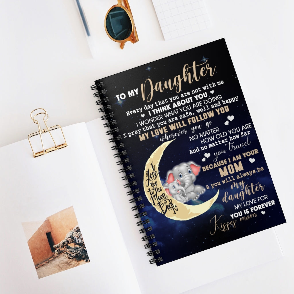 Spiral Notebook Sophia - Funny Elephant Mom to My Daughter for Birthday- Elephant Mom to My Daughter I Love You to The Moon and Back Fleece Blanket Ruled Line